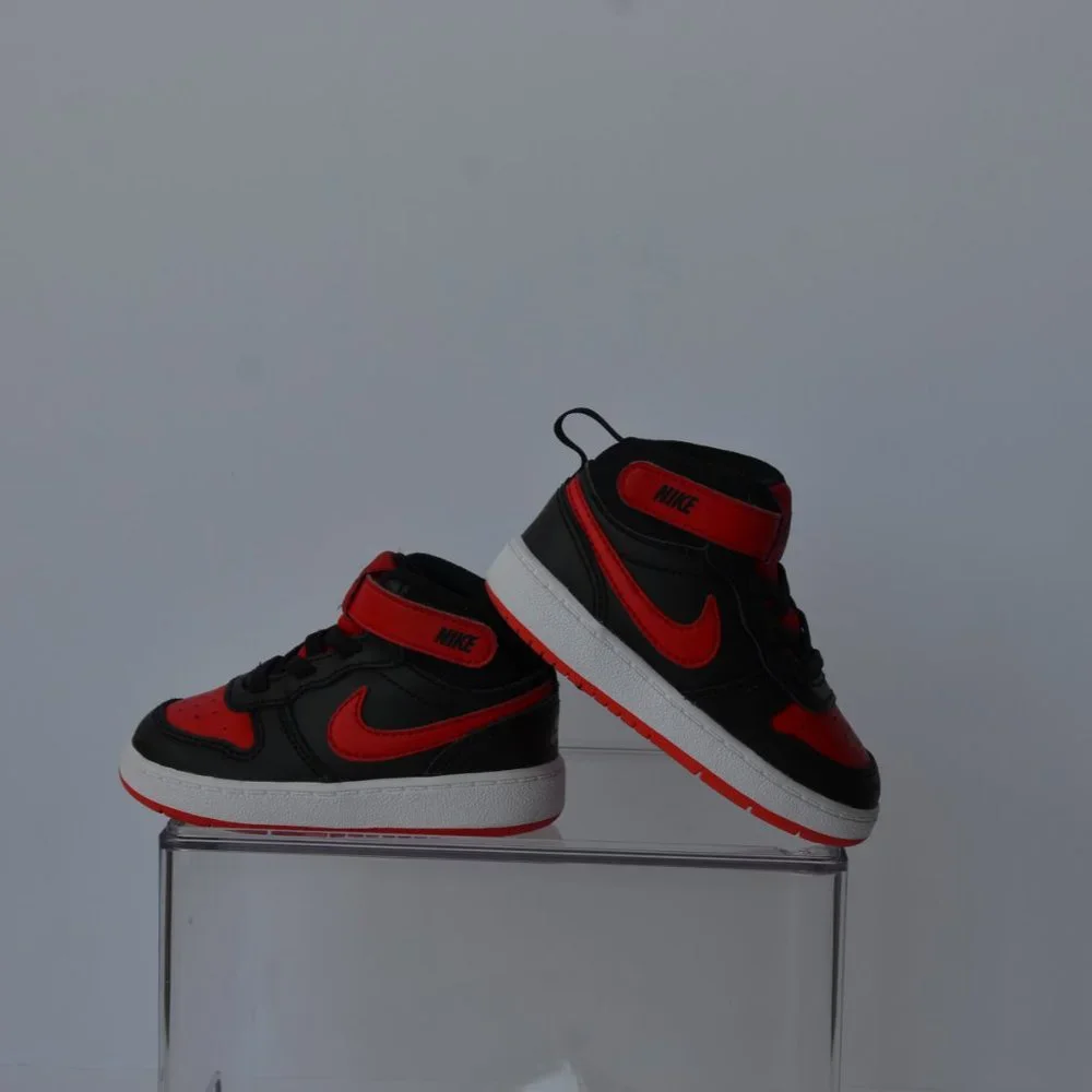 Nike Court Borough Mid 2 - CD7784-003 Black Red Toddler Size 6C